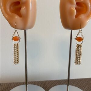 14k GF Handmade Semi-Precious Citrine Stones Chain Tassel Earrings
